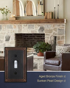 Switch Plates Outlet Covers, 4-Pack Aged Bronze Metal Wall Plates - color: Aged Bronze, size: 1 Toggle 4PK