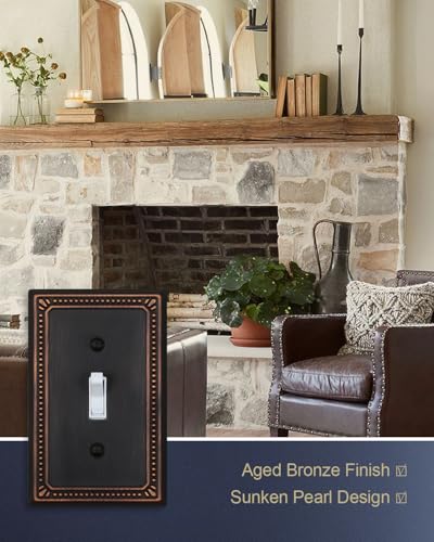 Switch Plates Outlet Covers, 4-Pack Aged Bronze Metal Wall Plates - color: Aged Bronze, size: 1 Toggle 4PK