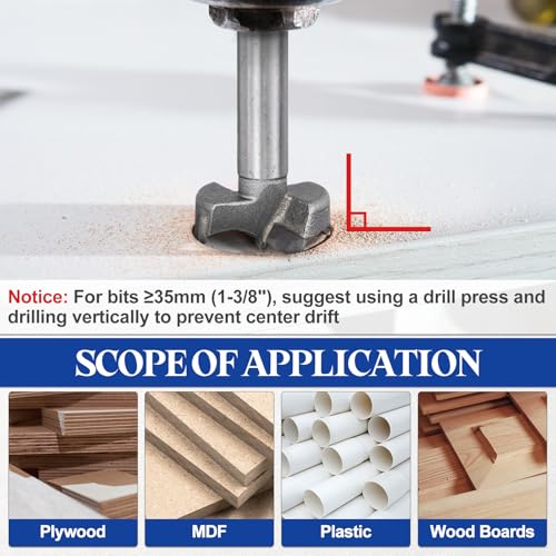 2pcs 28mm(1-3/32") Forstner Drill Bit Carbide Tipped 2 Flute - size: 28mm(1-3/32")