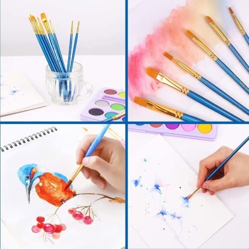 Acrylic Paint Brush Set, 1 Packs / 10 pcs Watercolor Brushes Painting Brush - size: 10pcs-2-blue