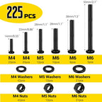225pcs M4M5M6 Pan Head Machine Screw Assortment Kit,14/22/28/38/53 mm - size: B M4M5M6 225pcs