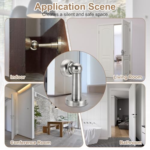 uxcell 6.7" Magnetic Door Stoppers, Wall Floor Mounted Magnetic Door Catch Holder, Stainless Steel Door Stops for Bedroom, Bathroom, Kitchen, Office, Silver - size: 6.7"