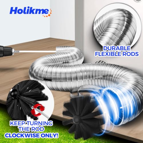Holikme Dryer Vent Cleaner Kit - 15Ft Flexible Lint Brush for Deep Cleaning - color: White, size: 15FT