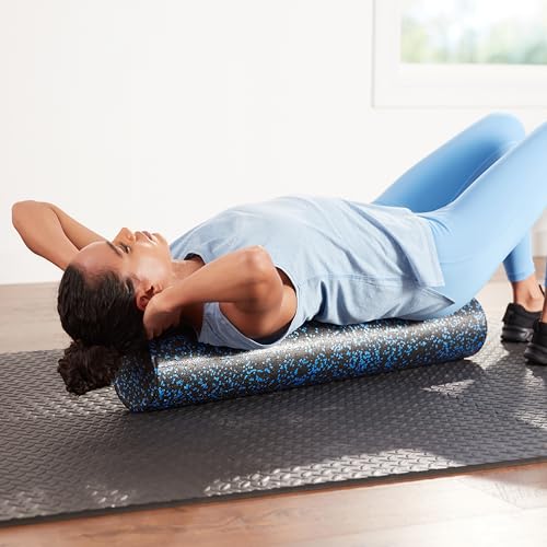 Amazon Basics High Density Foam Roller for Exercise and Recovery, 24 Inches, Blue Speckled