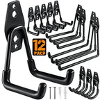 HUPBIPY 12 Pack Garage Hooks Heavy Duty, Wall Mount Ladder Hooks - color: 12 Pack Black