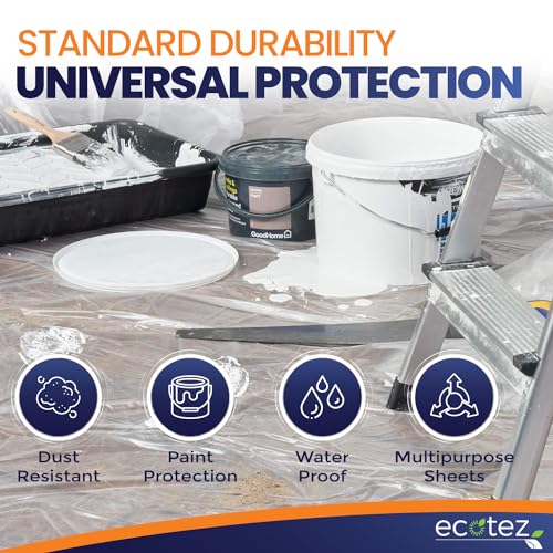 3 Pack 12 x 9 ft Extra Large Plastic Drop Cloth for Painting - size: 3 Pack-Standard