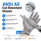 A5 Cut Resistant Gloves, Food Grade Kitchen Safety Gloves - color: Gray, size: X-Large