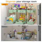 Sevenblue 3-Pack 2-Tier Under Sink Organizers with Sliding Drawers - color: Green, size: 12.8 Inch