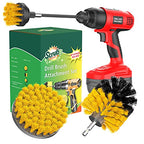 SCRUBIT Drill Brush Attachment Set - Power Scrubber Tile and Grout Tool - Use for Kitchen, Shower, Bathtub and Floor Surface - All Purpose Household Cleaning Kit Includes 3 Brushes with A Bit Extender