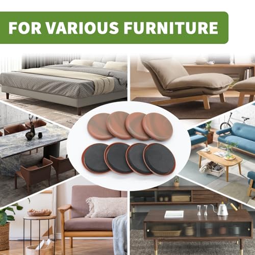 Furniture Sliders for Carpet 8 PCS - 2 1/2" Brown Coffee - size: 8 PCS 2 1/2 inch Brown Coffee