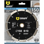 6 Inch Diamond Blade for Angle Grinder — Diamond Cutting Wheel for Cutting Stone, Marble, Granite, Brick, Masonry, Paving Flag, Concrete — Diamond Saw Blades Segment Height 0.394” (10 mm) — GRAFF - size: Ø 6 Inch Segment, style: Diamond Segment Blades