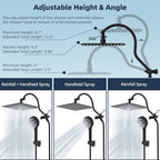 Hibbent All Metal cUPC Certified High Pressure Rainfall 12'' Shower Head - color: Matte Black, style: Square 12''