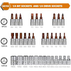Egofine 46 Pieces 1/4 inch Drive Socket Ratchet Wrench Set Nickel Tool - color: Silver
