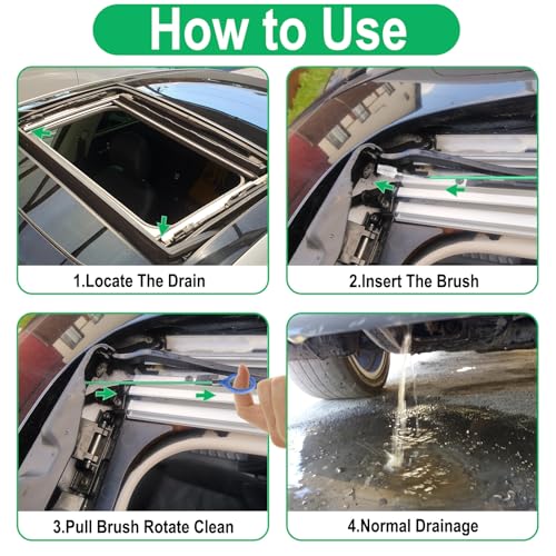 ecocstm Auto Sunroof Drain Cleaning Tool, 120 Inch Flexible Drain Brush - size: 120 Inch sets