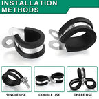 OURU 1 Inch Cable Clamps, Rubber Coated Insulated Clamps, 20pcs, 25mm - size: 20pcs - 1"