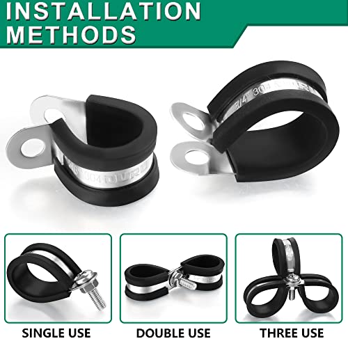 OURU 1 Inch Cable Clamps, Rubber Coated Insulated Clamps, 20pcs, 25mm - size: 20pcs - 1"