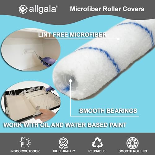 Allgala 12-Piece 4" Mini 3/8" Nap Shedless Microfiber Paint Roller Cover - TH10306 - size: 4" Mini (Pack of 12)