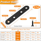 JULIHTU 16 Pack Black Flat Bracket 3 inch Straight Brace - color: Black, size: 16 Pcs / 3 x 0.63 in
