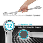 DURATECH Long Pattern Combination Wrench Set, SAE, 5-Piece, 1" to 1-1/4", 12 Point, CR-V Steel, with Rolling Pouch - size: SAE(1" to 1-1/4")