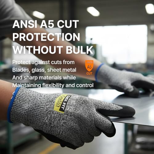 DEX FIT Level 5 Cut Resistant Gloves Cru553, 3D-Comfort Fit, Firm Grip, Thin & Lightweight, Touch-Screen Compatible, Durable, Breathable & Cool, Machine Washable; Green XS (6) 1 Pair - color: Green, size: X-Small