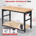 ENJOYWOOD 60" Heavy Duty Garage Workbench with Wheels, Adjustable Height