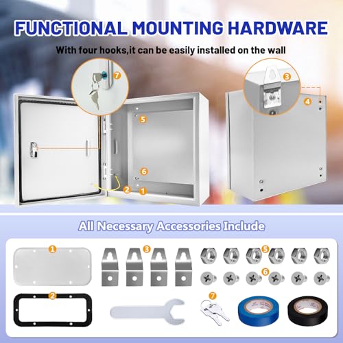 Outdoor Electrical Box 16x16x6 NEMA 4X IP66 Waterproof - size: 16 x 16 x 6''