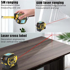 The 3-in-1 almighty laser measuring tools ruler,16Ft Ruler 197Ft Laser - color: Yellow, size: Laser 197 ft