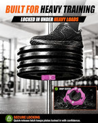 MAXRICH Ultra-Thin 1-Inch Barbell Clamps, Quick Release Weight Clips for 23–30mm Bars, Secure Barbell Collars for Home Gym - color: Rose