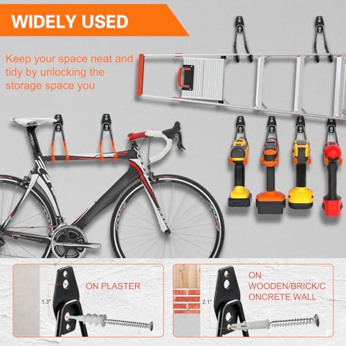 HUPBIPY 12 Pack Garage Hooks Heavy Duty, Wall Mount Ladder Hooks - color: 12 Pack Black