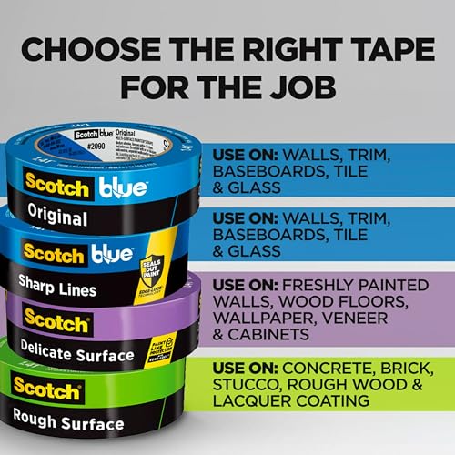 ScotchBlue Original Multi-Surface Painter's Tape, 0.70 Inches x 60 Yards, 1 Roll, Blue, Paint Tape Protects Surfaces and Removes Easily, Multi-Surface Painting Tape for Indoor and Outdoor Use - size: 0.70" Width (Pack of 2)