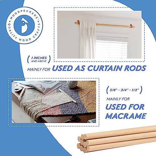 Dowel Rods Wood Sticks Wooden Dowel Rods - 1/2 x 48 Inch Unfinished Hardwood Sticks - for Crafts and DIYers - 25 Pieces by Woodpeckers - size: 1/2" x 48" Dowels