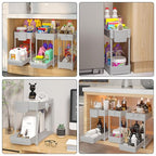 Sevenblue 3-Pack 2-Tier Under Sink Organizers with Sliding Drawers - color: Gray, size: 14.8 Inch