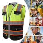 JKSafety Safety Vest for Men Women Hi Vis with Pockets and Cushioned Collar Construction Vest Meet ANSI Standard (BX360) - color: Yellowblack, size: XX-Large