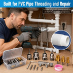 9pcs Integrated Internal & External PVC Pipe Threading Tool Kit 1/2" 3/4" 1" Broken Bolt Stripped Screw Extractor 40Cr Pipe Thread Cutting Tool with Case for PVC Pipes Plumbing Electric Drill DIY Gift