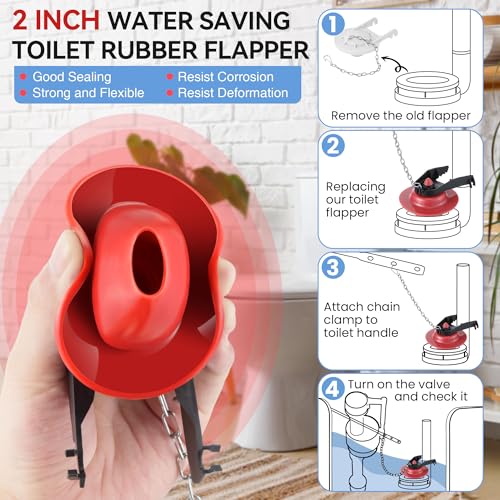 Saillong 6 Set Universal Toilet Tank Replacement Kit, Include Fill Valve, 2 Inch Low Flow Rubber Flapper, Front Mount Toilet Flush Brass Handle, Adjustable, Quiet, Easy Install Repair Kit