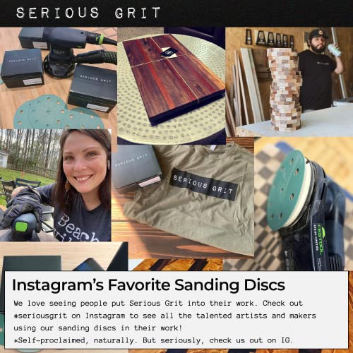 Serious Grit - 5-Inch 9-Hole P100 Grit Sanding Discs - 50 Pack Box - size: 100 Grit