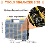 Small Parts Organizer Storage Case Tools Box 34-Compartments - color: Yellow