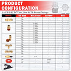CheeMuii 76 Pcs Brass DOT Air Line Fittings with 1/4" & 3/8" DOT Air Hoses - size: 2ROLL-80PCS-RED