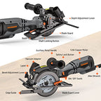 DOVAMAN Circular Saw, 5.8A 4-1/2" Circular Saw w/Laser & Auxiliary Handle - color: B-grey