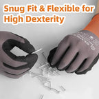 Schwer 6 Pairs Work Gloves Sandy Nitrile Coated, Touchscreen, LT5626, S - color: Grey, size: Small
