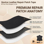 Qextce Perforated Leather Repair Patch Tape, Grey, 8x100 Inch - color: Grey, size: 8x100 inch