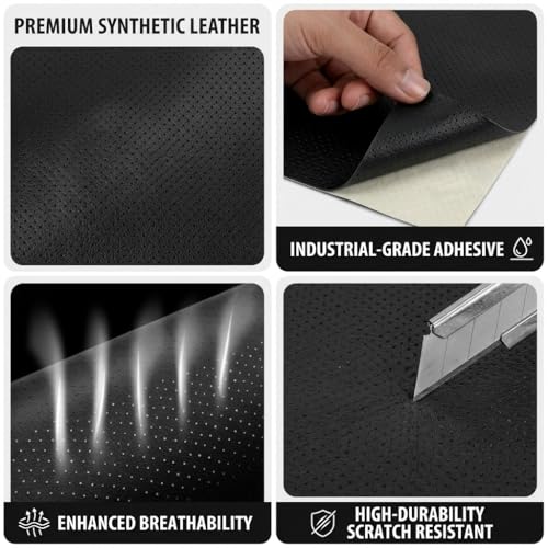 Qextce Perforated Leather Repair Patch Tape, Grey, 17x100 Inch - color: Grey, size: 17x100 inch
