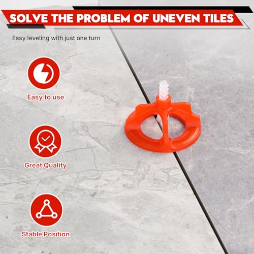 Tile Leveling System 1/8", 600 Pcs Tile Spacers and 200 Pcs Red Cap - size: 1/8 Inch 600Base+200Caps