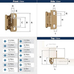Amerock 1 Pair 1/4" Overlay Champagne Bronze Partial Wrap Cabinet Hinge - color: Champagne Bronze, size: 1/4 Inch (6 mm) Overlay