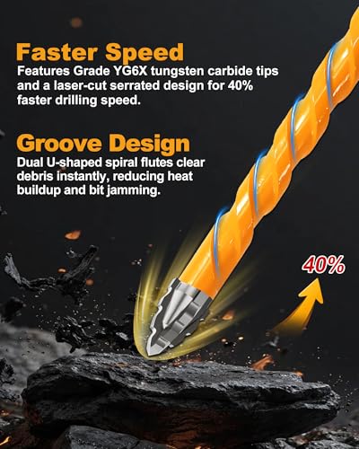 12pcs Diamond Drill Bits Set, Tile & Masonry Drill Bits 3/16" (5mm) to 3/8" (10mm) for Tile Concrete Brick Wood Plastic with 1/4 Inch Quick Change Hex Shank - size: Set 5(12-Pack)