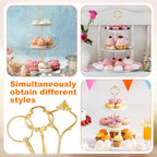Patelai 6 Sets 3 Tier Cake Stand Hardware Tiered Tray Plate Hardware Kit Heavy Metal Cake Fruit Food Plate Stand Fitting Stacking Kit for Serving Dessert Cupcake Dish Food (Cute,Gold) - color: Gold, size: Cute