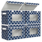 Univivi Fabric Foldable Storage Boxes with Lids, 4 Pack, Blue Lantern - color: Blue Lantern