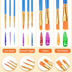 ESRICH 100PCS Paint Brushes, Paint Brush for Acrylic Painting - color: Blue, size: 100