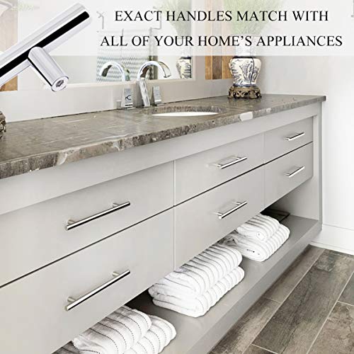 Probrico 30 Pack|3.5 inch Drawer Pulls Stainless Steel, Modern Polished Chrome Cabinet Pull, Round T bar Handles Dresser Drawer knobs, Kitchen Cabinet Knobs Hardware, 6 inch Overall Length - color: Polished Chrome, size: hole center 3-1/2"