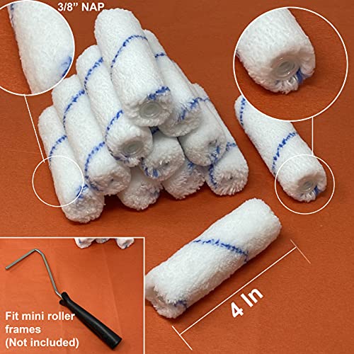 Allgala 12-Piece 4" Mini 3/8" Nap Shedless Microfiber Paint Roller Cover - TH10306 - size: 4" Mini (Pack of 12)